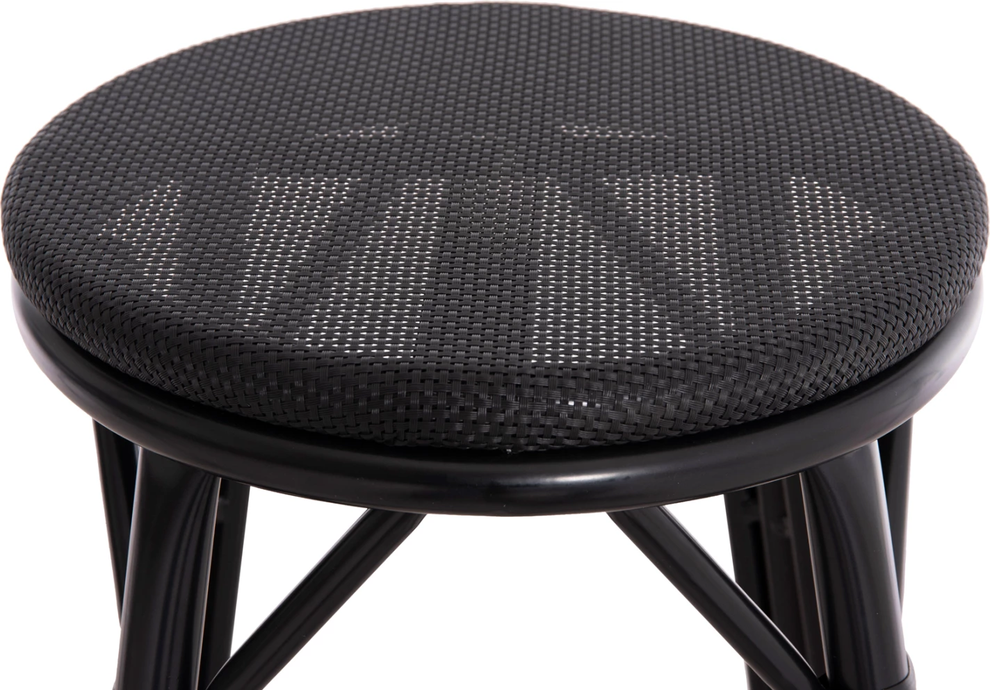 Aluminijasti barski stol srednje višine CHINO FH6286.02 videz bambusa in tekstilen v črni barvi Φ43x65Hcm