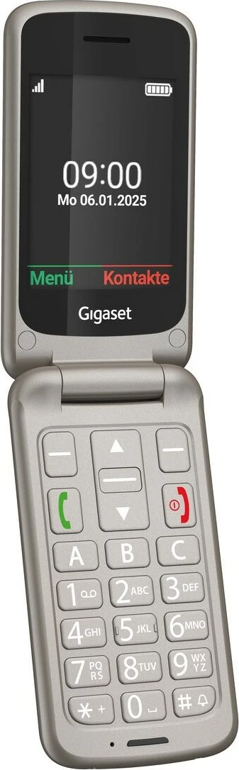 Preprost zložljiv telefon Gigaset GL595 Dual SIM, 32MB RAM, 2,8", titan srebrn