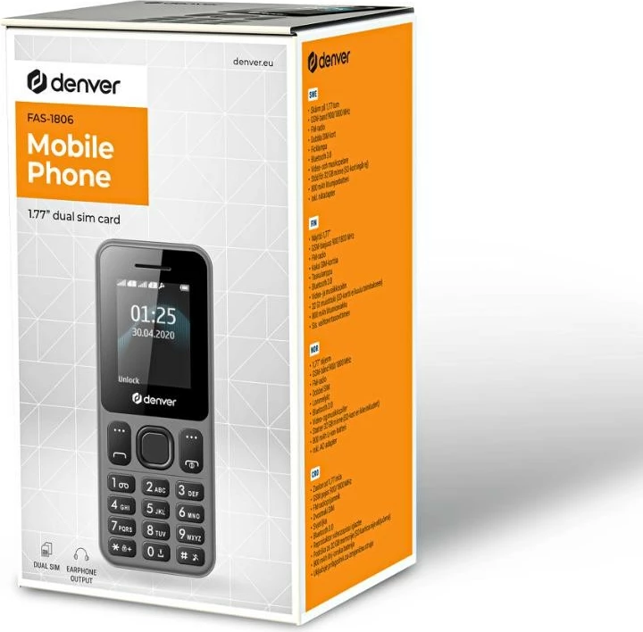 Preprost mobilni telefon FAS-1806 Denver, siv