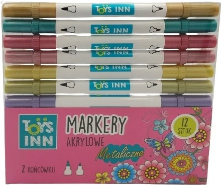 Set metalnih akrilnih markerjev z dvema konicama, Stnux STN9155, 12 kosov