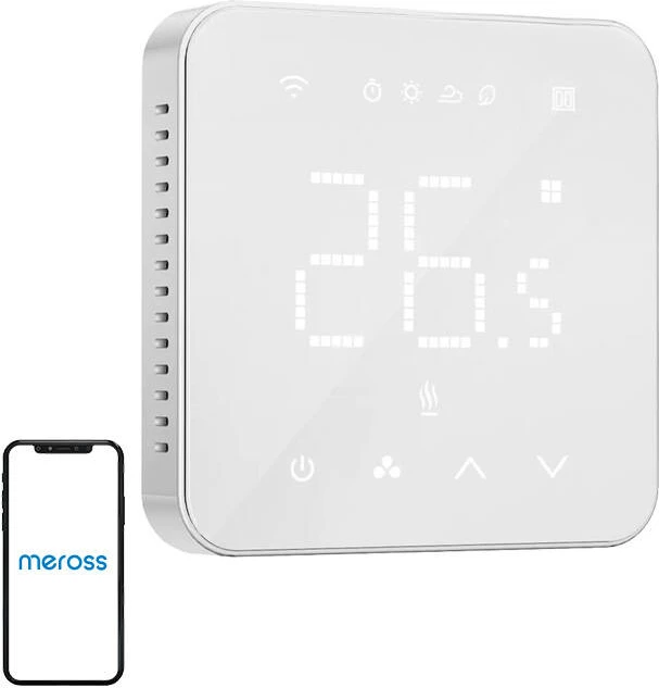 Pametni Wi‑Fi termostat Meross MTS200BHK, HomeKit, bel
