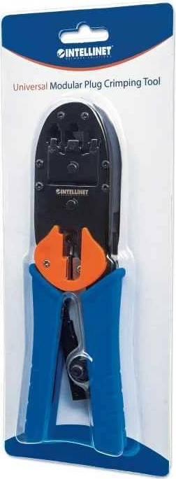 Univerzalne klešče za krimpanje modularnih konektorjev Intellinet, za RJ45, RJ12 in RJ11, črne