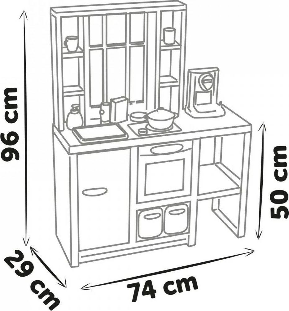 Igrača kuhinja Loft Kitchen Smoby, plastika, večbarvna, set s 32 dodatki