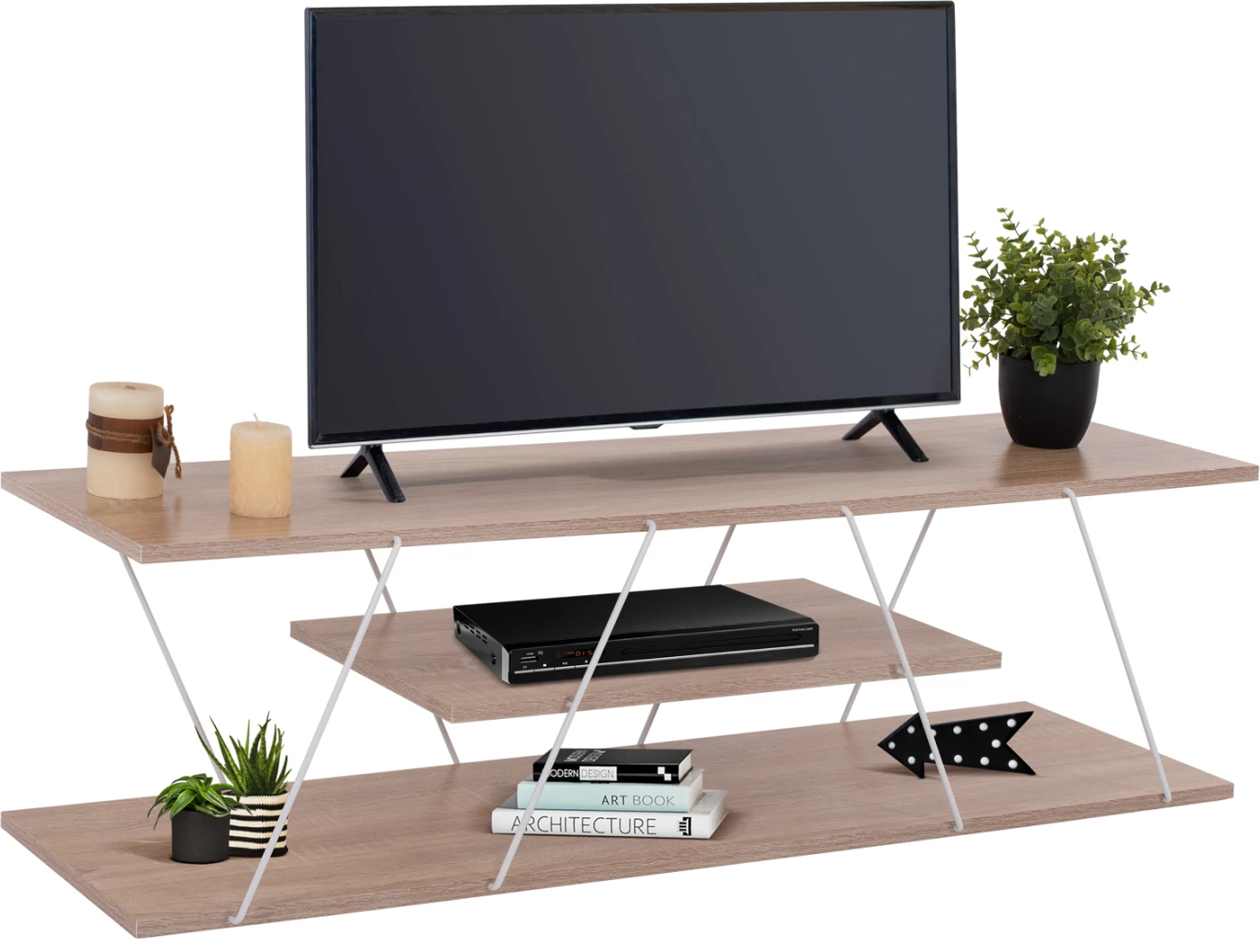 TV stojalo TARS FH8922.14 melamin sonoma bela 120x32x33H cm