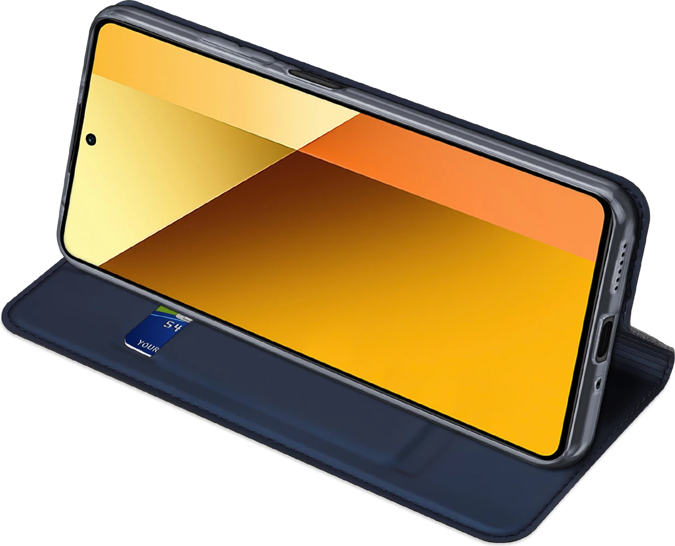 Ovitek za telefon z zapiralom in žepom za kartice, moder, Dux Ducis Skin Pro za Xiaomi Redmi Note 13 5G