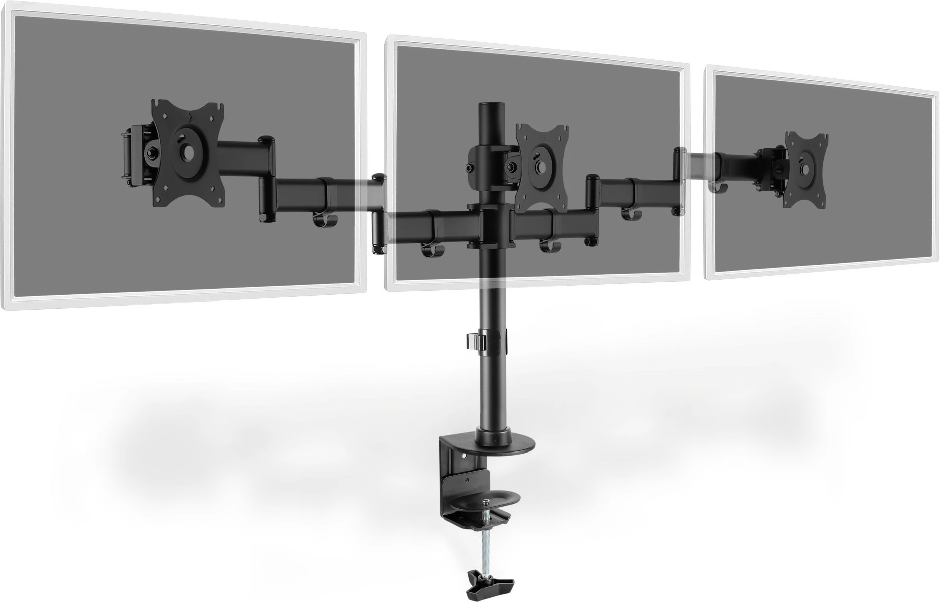 Univerzalni nosilec za tri monitorje Digitus, za 3 monitorje, VESA 100x100 mm, nastavljiva višina, črn
