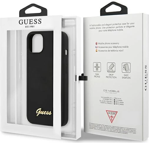 Zaščitni silikon z magSafe Guess GUHMP13MLSLMGBK za iPhone 13 6,1", črn