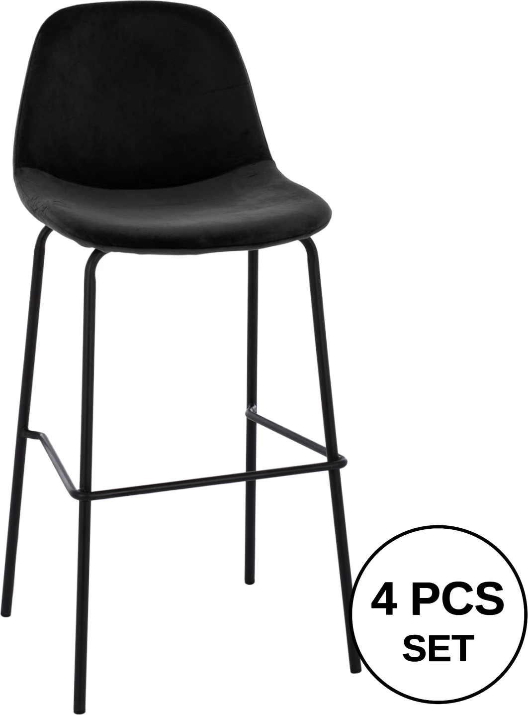 Stol Vincent FH8579.14, žamet črna, kovinski okvir 56,5x47x106 cm, set 4 kosov