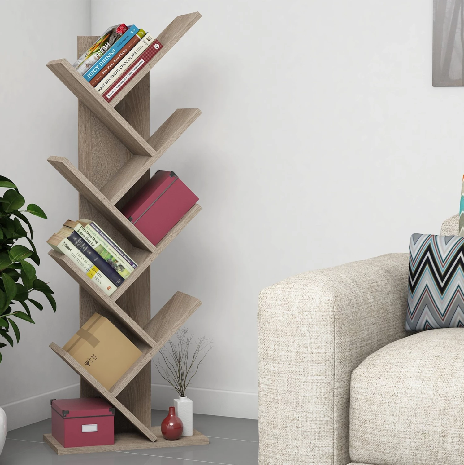 Knjižna polica LIANA iz melamina v barvi sonoma 46x22x128,5 cm FH9028.11