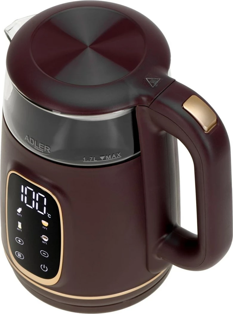 Električni ibrik, 1,7 L, LED, na dotik, bordo - Adler AD 1305