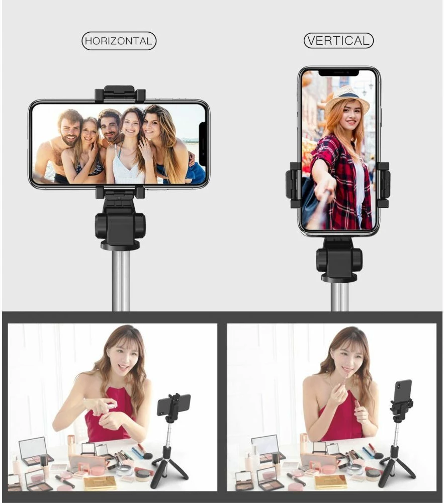 Selfie palica s trinožnikom, Bluetooth, za pametni telefon, 70 cm, črna Tech-Protect L01S