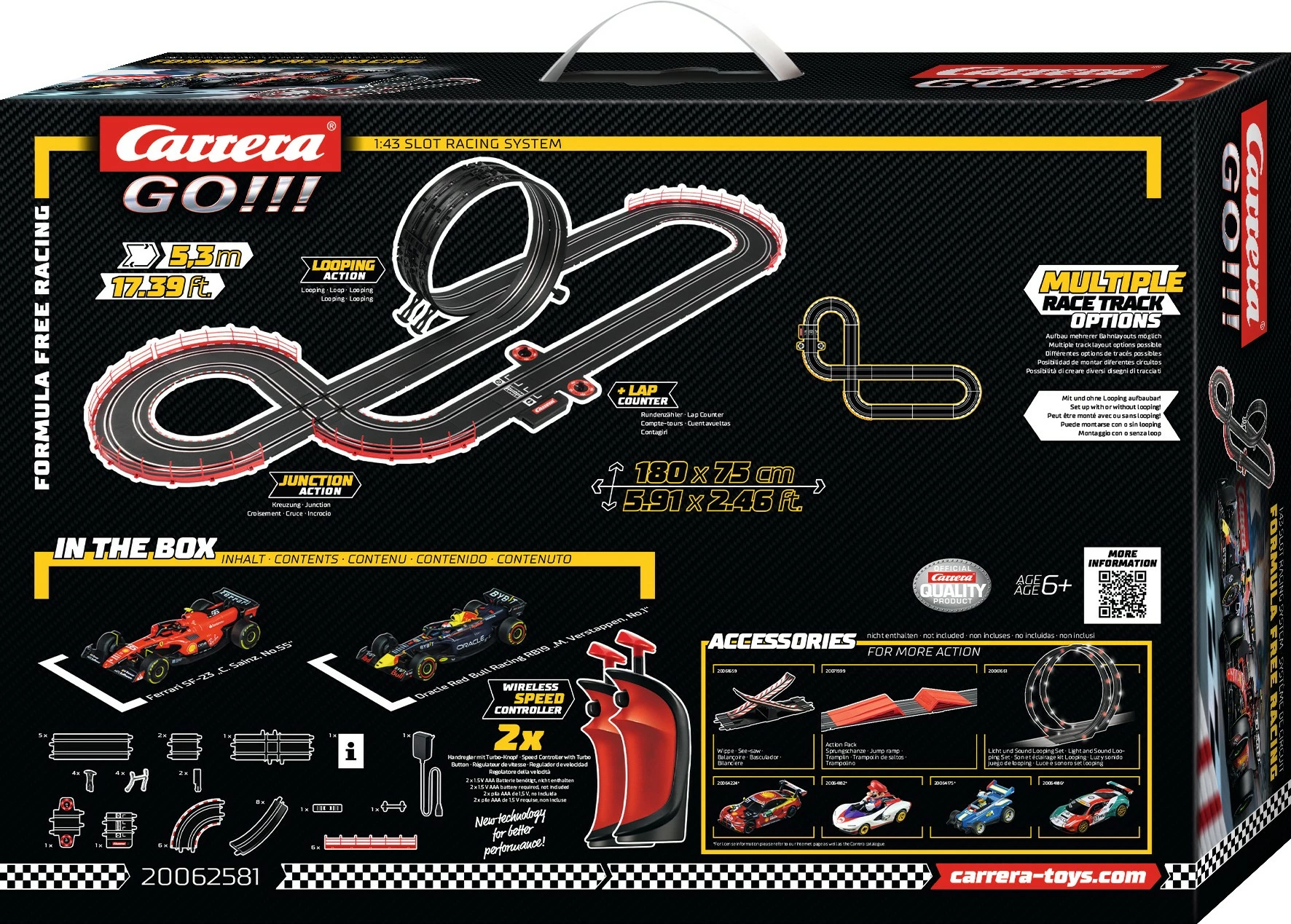 Set za dirkanje Carrera GO Formula Free Racing, brezžični, 2 dirkalnika, proga 5,3 m, večbarven