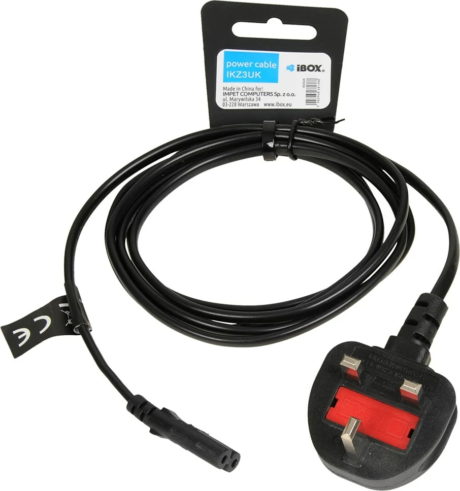 Napajalni kabel 2-pin, 1,8 m, črn iBOX IKZ3UK