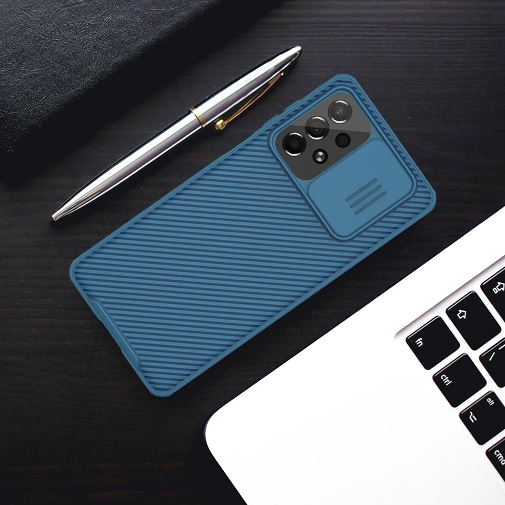 Zaščitni ovitek s pokrovom za kamero Nillkin CamShield Pro za Samsung Galaxy A73, moder