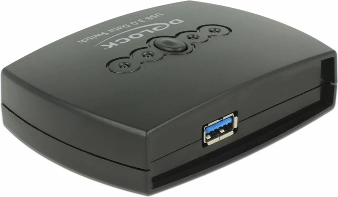 Preklopnik USB, 4 vrat, USB 3.0, plastika, črn — DeLOCK 87724