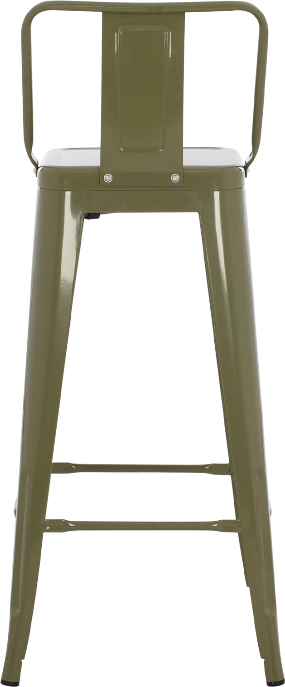 Kovinski barski stol MELITA z naslonom v temno olivno zeleni barvi FH8643.03 43x43x100 cm