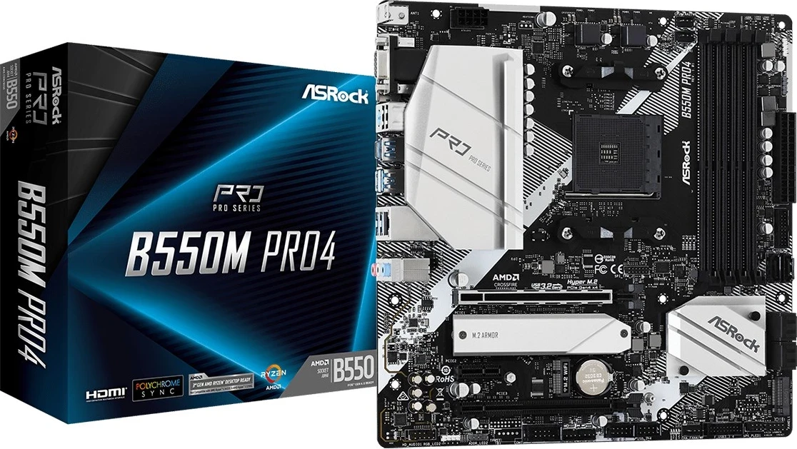 Matična plošča Asrock B550M Pro4, Socket AM4, micro ATX