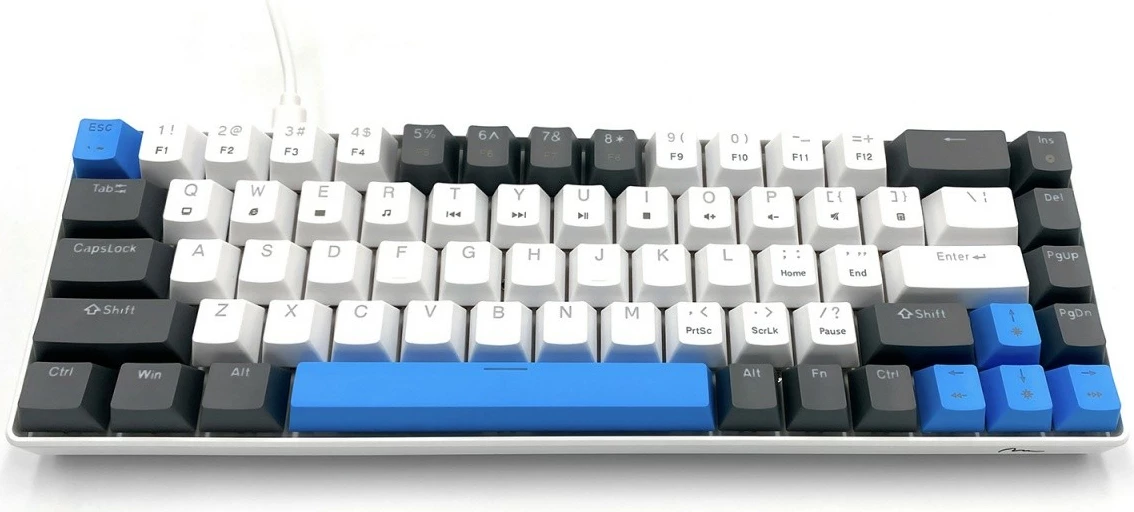 Mehanska igralna tipkovnica 60%, 68 tipk, USB-C, LED RGB, Media-Tech Red Core MX60 MT1259, črna/modra/bela