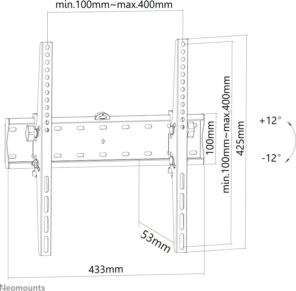 Stenski nosilec za TV Newstar FPMA-W350BLACK, 32–55 palcev, jeklo, črn
