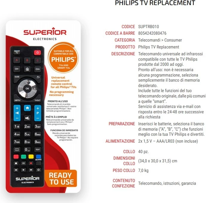 Univerzalni daljinec za Philips, funkcije Smart TV Superior Electronics