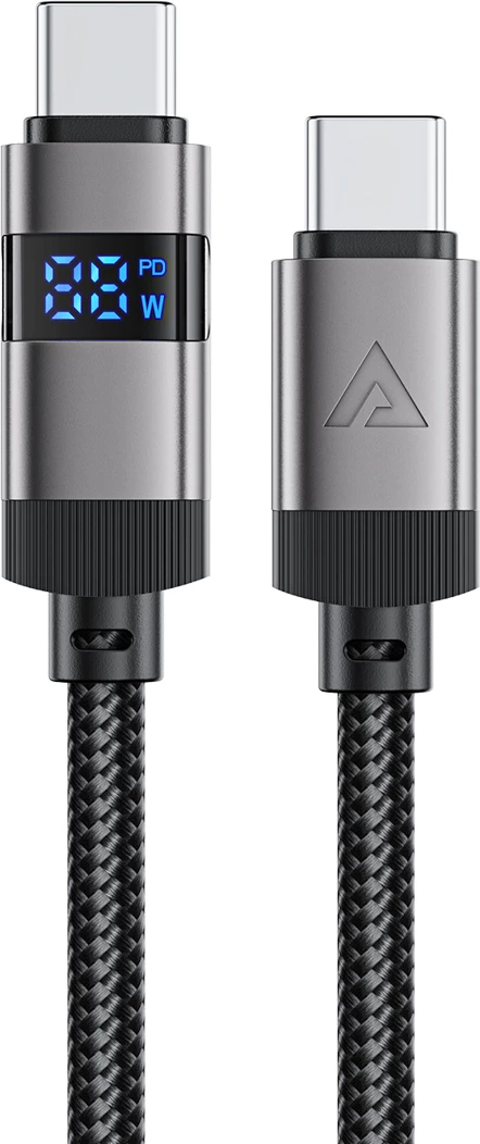USB-C na USB-C kabel z LED zaslonom Acefast C15-04, 1,2 m, 60 W, črn
