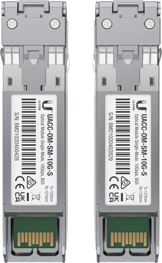 Transceiver modul za optično vlakno, 10000 Mbit/s, nerjaveče jeklo, 2 kosa, Ubiquiti UACC-OM-SM-10G-S-2
