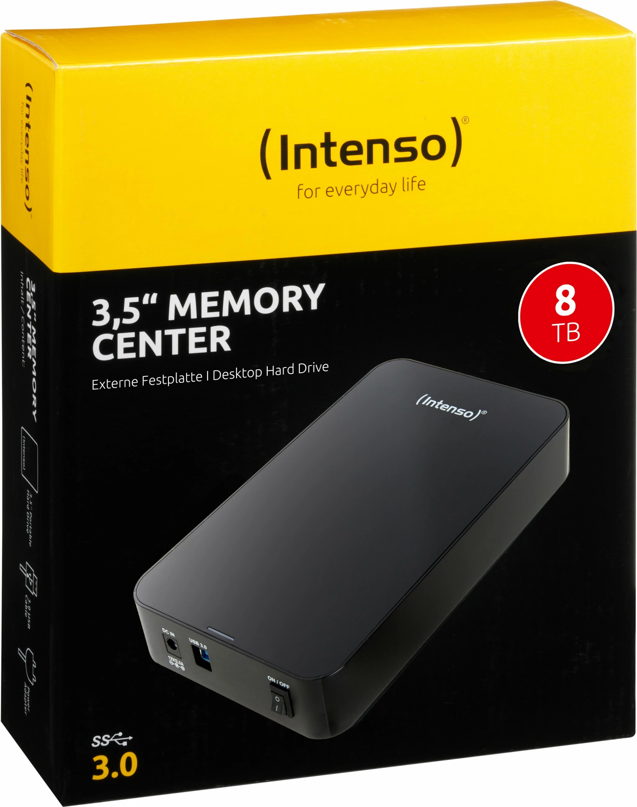 Zunanji trdi disk Intenso Memory Center, 8 TB, 3,5", 3.2 Gen 1 (3.1 Gen 1), črn