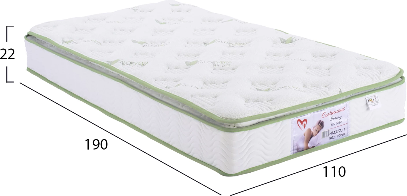 Vzmetnica s stalno vzmetjo z nadvložkom Aloe Vera 110x90 FH372.12 enostranska