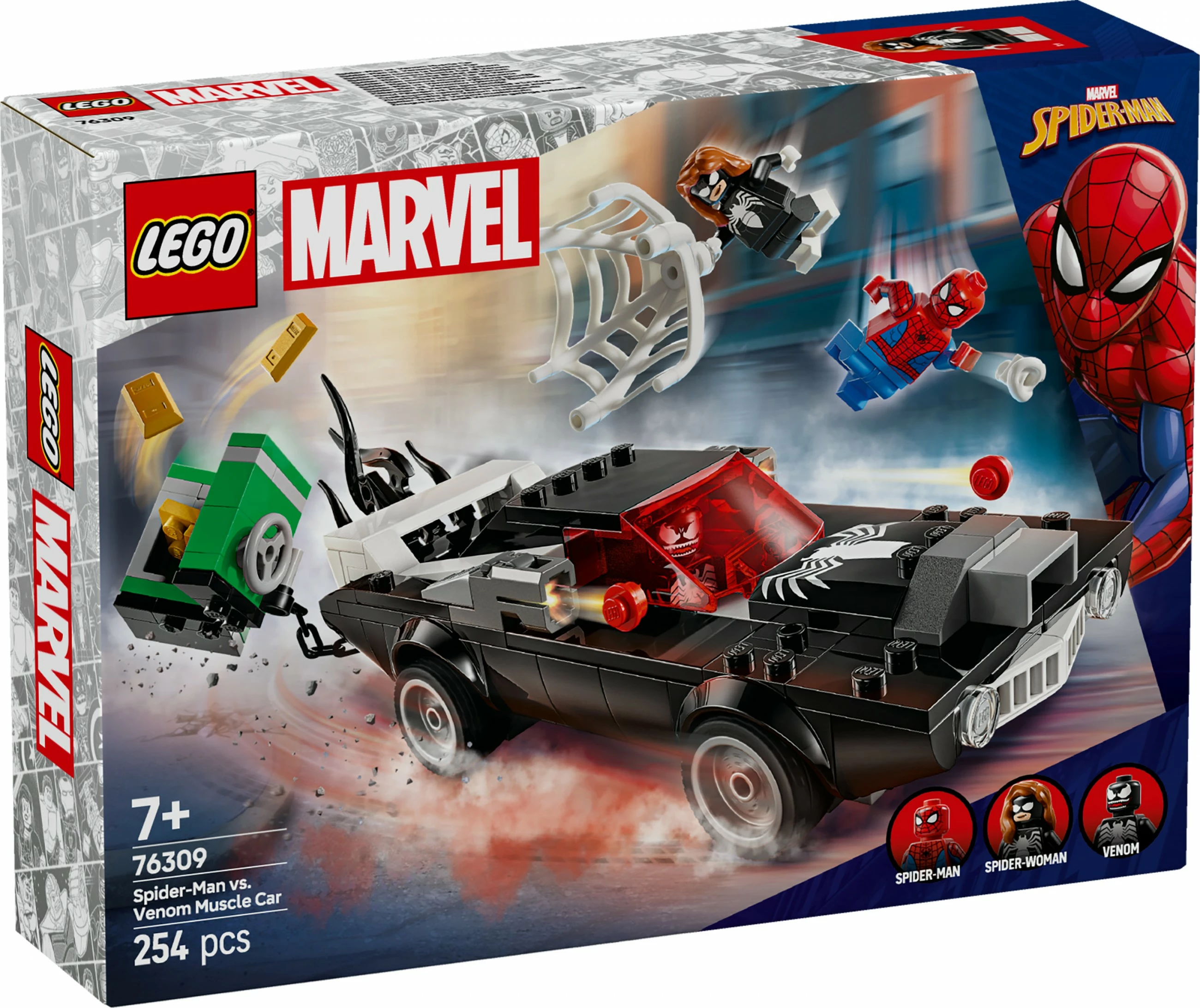 Set za sestavljanje Spider-Man proti Venom Muscle-Car, LEGO Marvel 76309, 254 kosov, večbarven