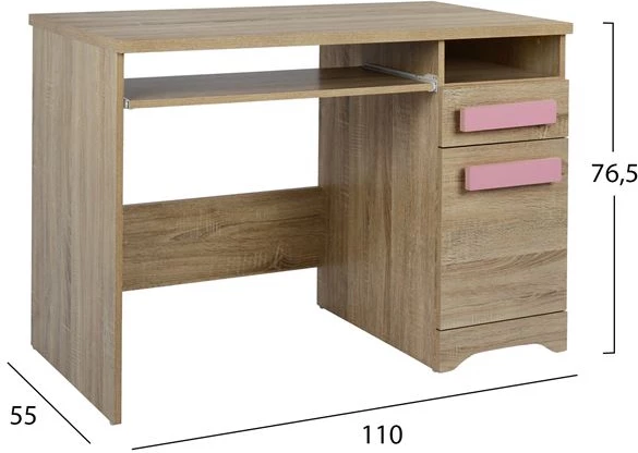 Pisalna miza za igralnico Sonama-roza ročaji FH11154.02 110X55X76.5