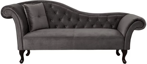 Chesterfield ležalnik iz sivega žameta Niovi FH3007.10 Levi ročaj 189x61x84cm