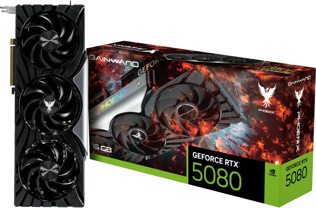 Grafična kartica Gainward GeForce RTX 5080 Phoenix, 16 GB GDDR7, PCI Express 5.0, črno/srebrna