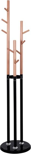 Stoječe obešalo s tremi stebri WYATT FH8610.02 bukov les-črna kovina in marmorna osnova Φ37X173Hcm