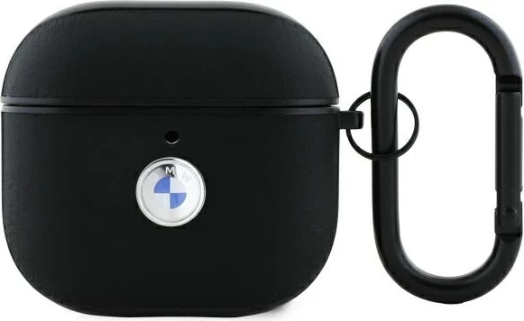 Ovitek za AirPods 4, naravno usnje, srebrn logotip, črn BMW BMA4SSLBK