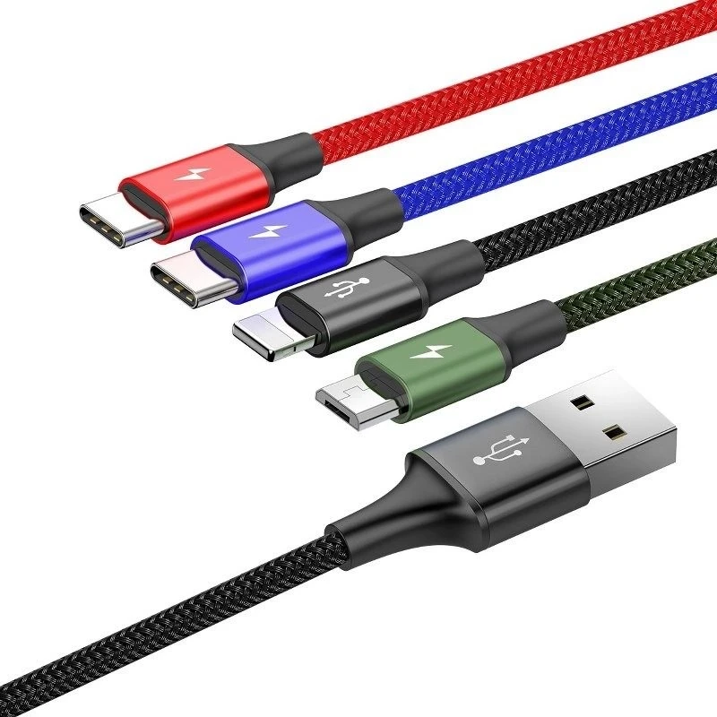 Hitri kabel 4v1 Baseus 2x USB-C / Lightning / Micro 3,5A 1,2 m, črn