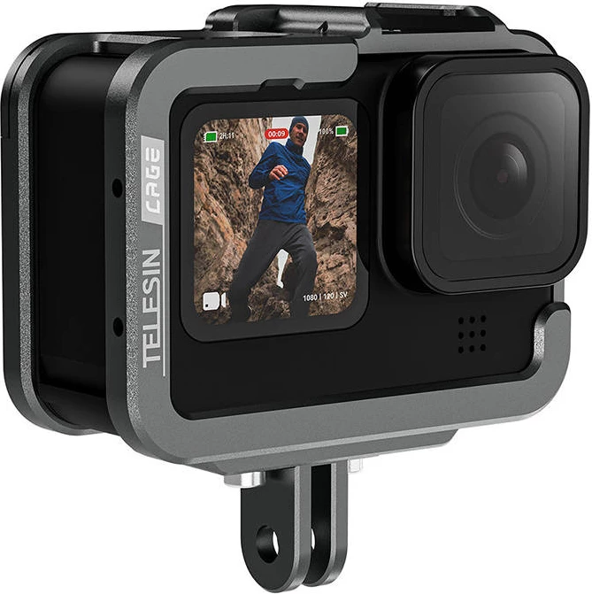 Aluminijasto ohišje za GoPro Hero 12/11/10/9, s vertikalnim adapterjem, sivo, Telesin GP-FMS-G11-TZ