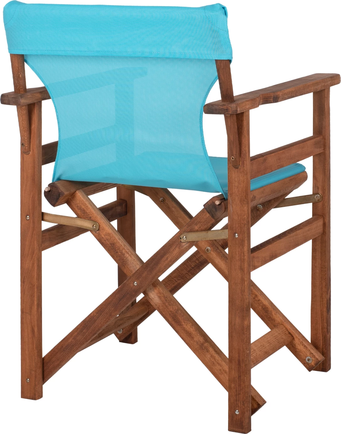 Režiserski stol LIMNOS FH10368.08 v barvi oreha in nebesno modrem textilenu 57x54x88,5 cm