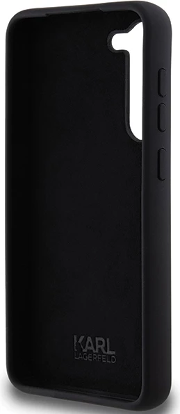 Ovitek za telefon iz silikona z metalnim obeskom Choupette, Karl Lagerfeld za Samsung Galaxy S23+, črn