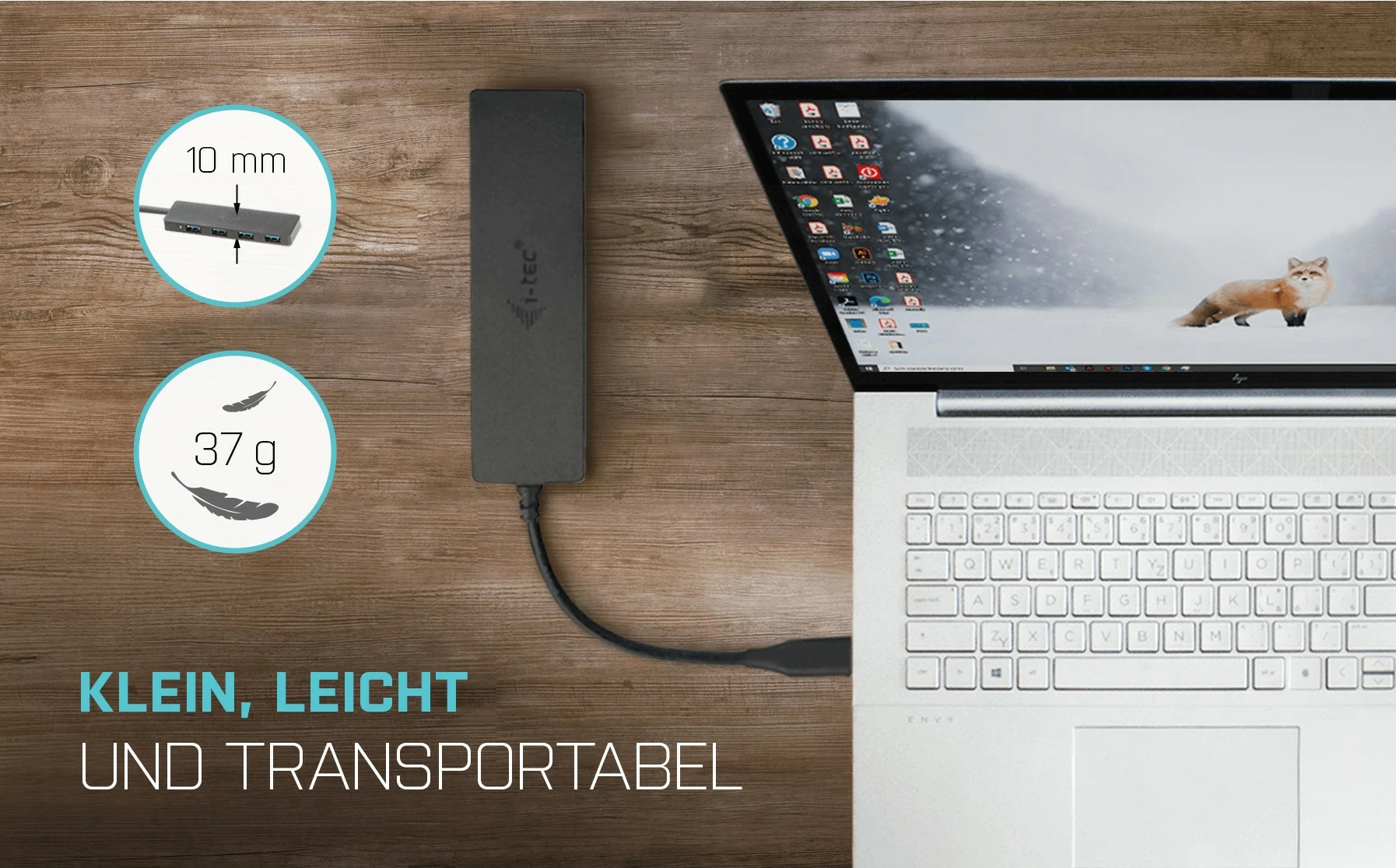 USB-C HUB I-Tec Advance, 4 priključki, 5000 Mbit/s, črn
