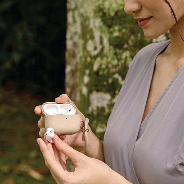 Ovitek za AirPods Pro 2, MagSafe, TPU in vegansko usnje, temno moder UNIQ Coehl Haven