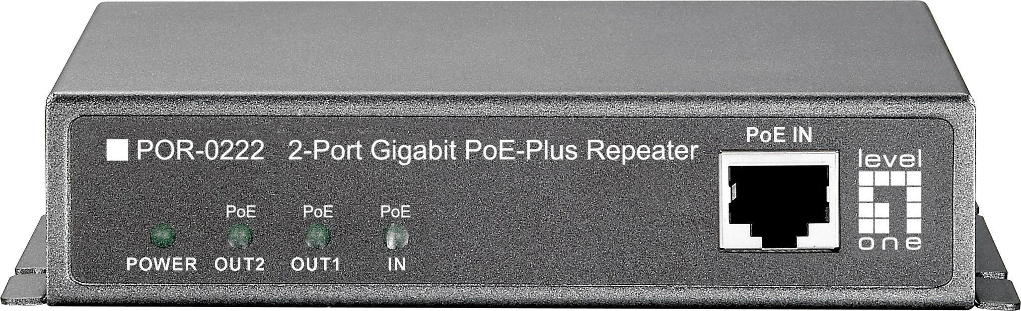 Repeater omrežja, Gigabit PoE, 2x PoE izhoda, črn LevelOne POR-0222