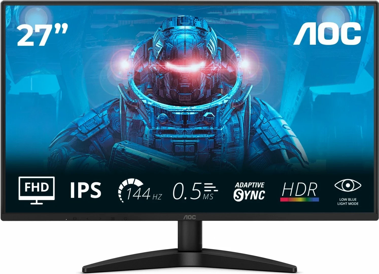 Monitor AOC B36X, 27", IPS, Full HD, 144Hz, HDR10, črn
