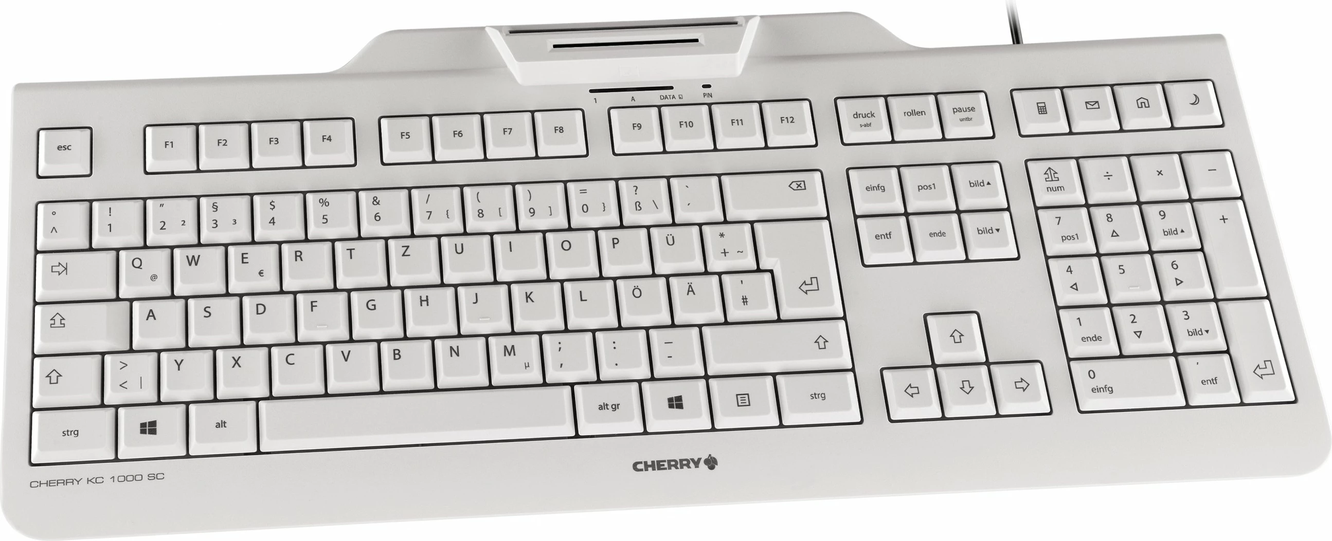 Polna tipkovnica Cherry KC 1000 SC, žična, USB, QWERTZ, siva