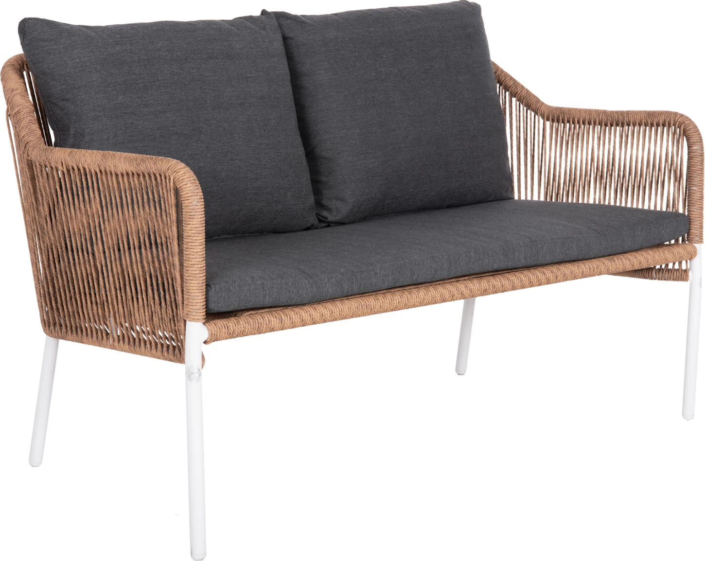 Zunanja dvosedna sedežna garnitura BAFFIN FH6054.01 aluminij bela-PE ratan bež-antracit blazine