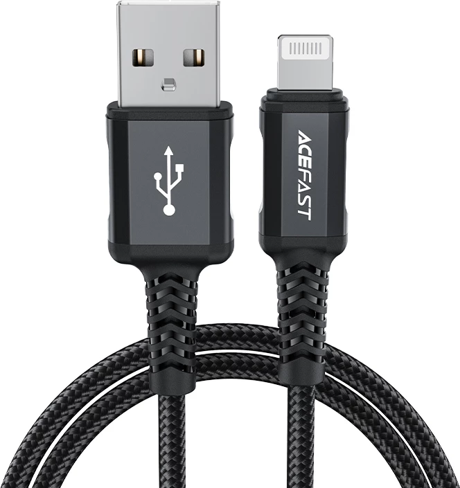 Kabel USB na Lightning Acefast C4-02-A-L, 1,8 m, 2,4 A, črn