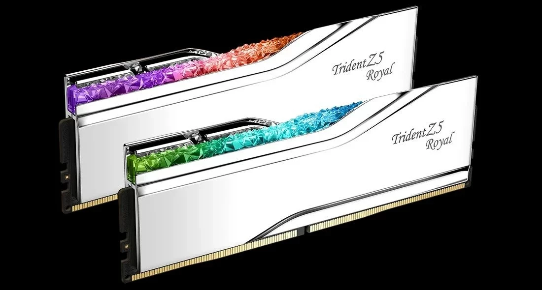 Visokozmogljiva RAM memorija G.SKILL Trident Z5 Royal F5-6800J3445G32GX2-TR5S, 64 GB (2x32 GB), DDR5, srebrna, RGB