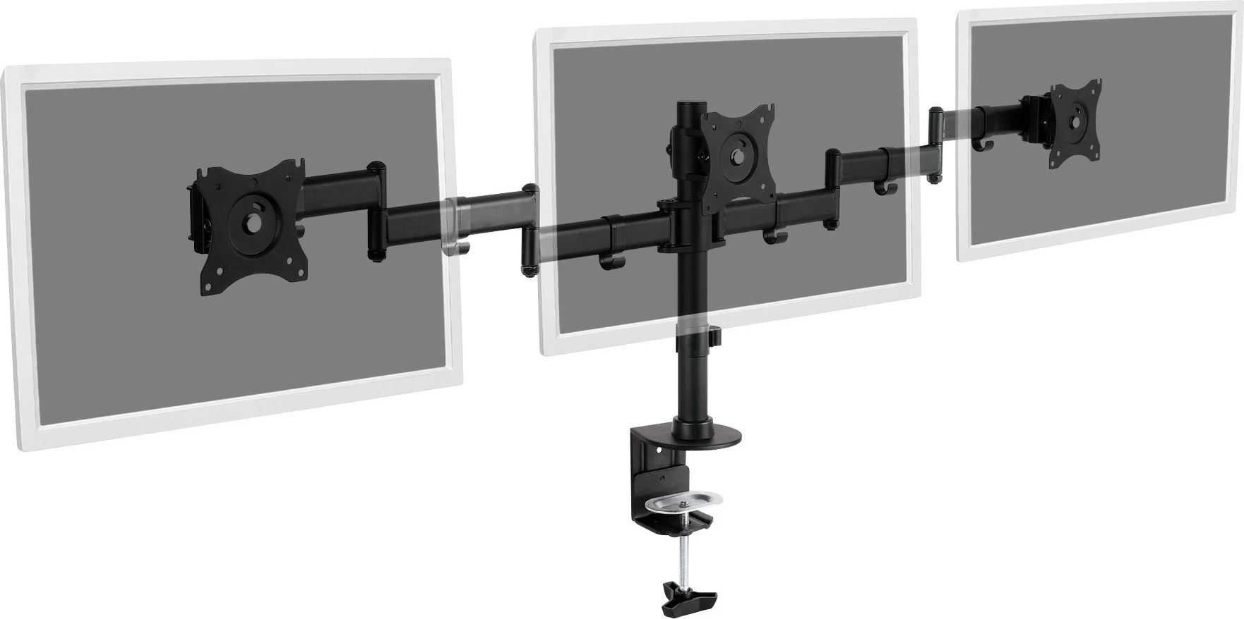 Univerzalni nosilec za tri monitorje Digitus, za 3 monitorje, VESA 100x100 mm, nastavljiva višina, črn