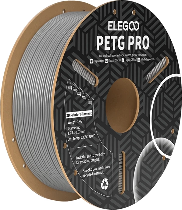 3D filament PETG Pro, 1,75 mm, 1 kg, siva, Elegoo 50.203.0205