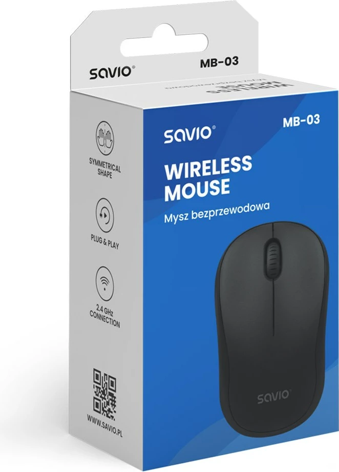 Brezžični miš SAVIO MB-03, Bluetooth, za pisarno, črn