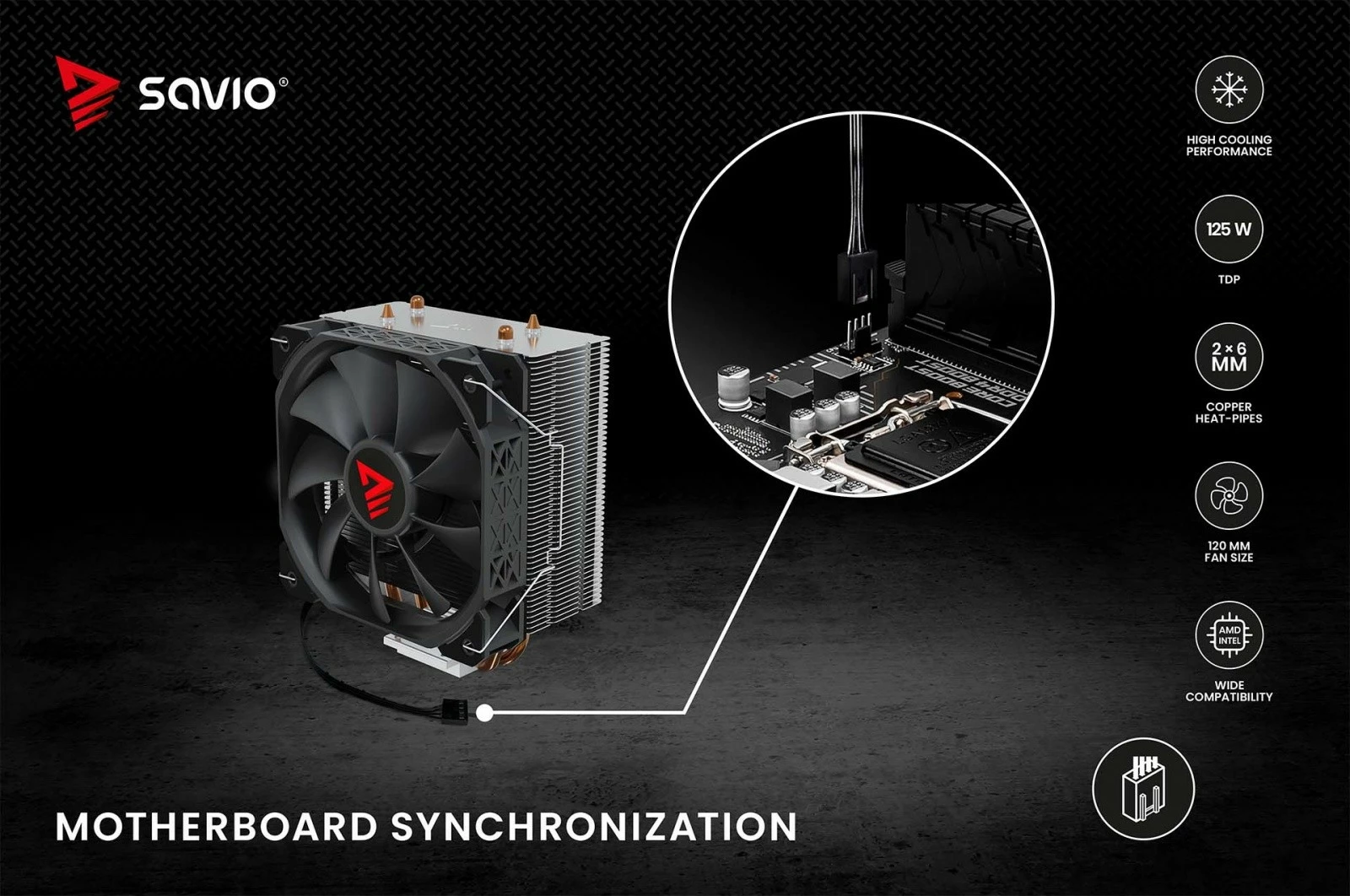 Procesorski hladilnik Savio FROST X2, 120 mm, PWM, 125 W TDP, črn